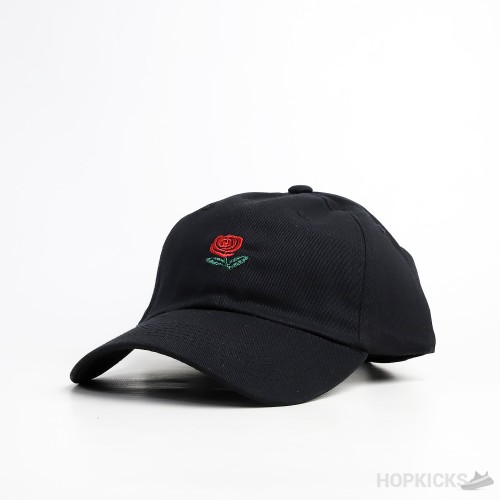 Rose Embroided Logo Black Cap